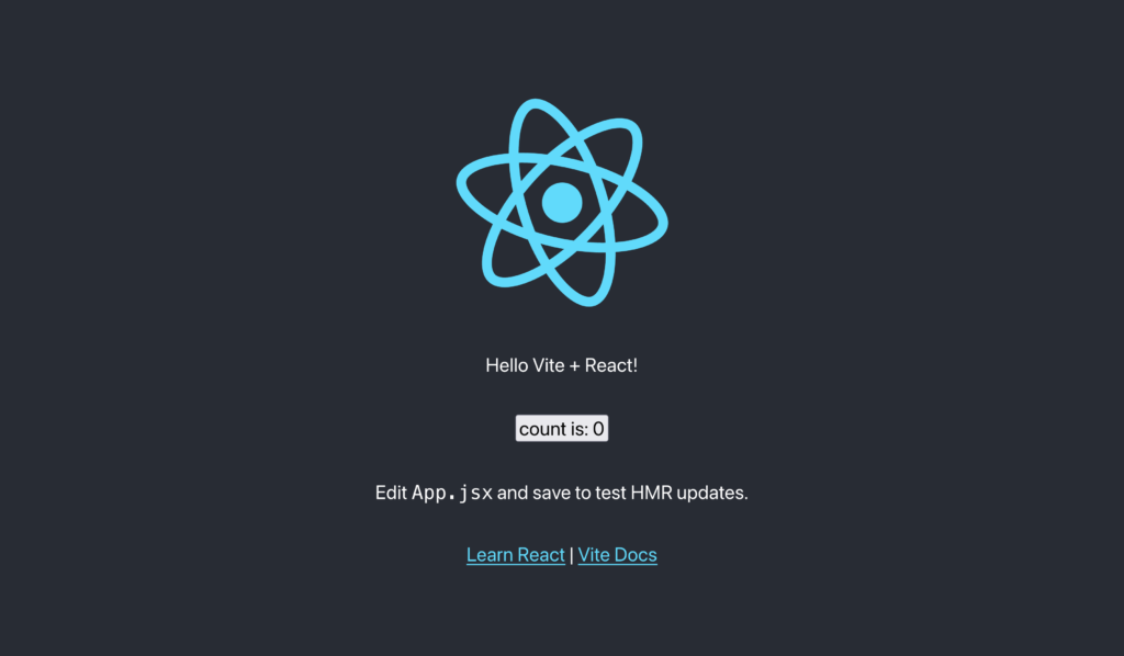 The Vite + React default page